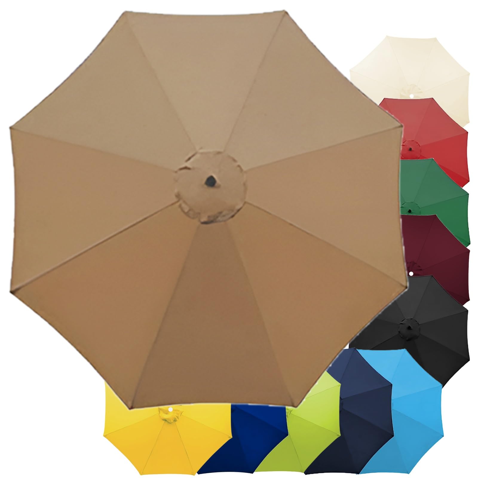 QIQVIV Replacement Fabric Garden Parasol Canopy Cover Patio Umbrella Replacement Canopy - 2M 2.7M 3.0M - Thick And Reinforced For Standard, Cantilever Parasols(Khaki,(6Rib) 2m/78in)