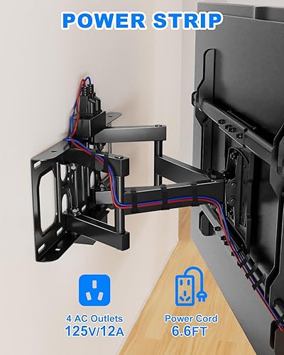 Miniatura 6 de FORGING MOUNT Soporte de pared para TV de movimiento completo para la mayoría de 42 a 85 pulgadas con toma de corriente, soporte de TV con