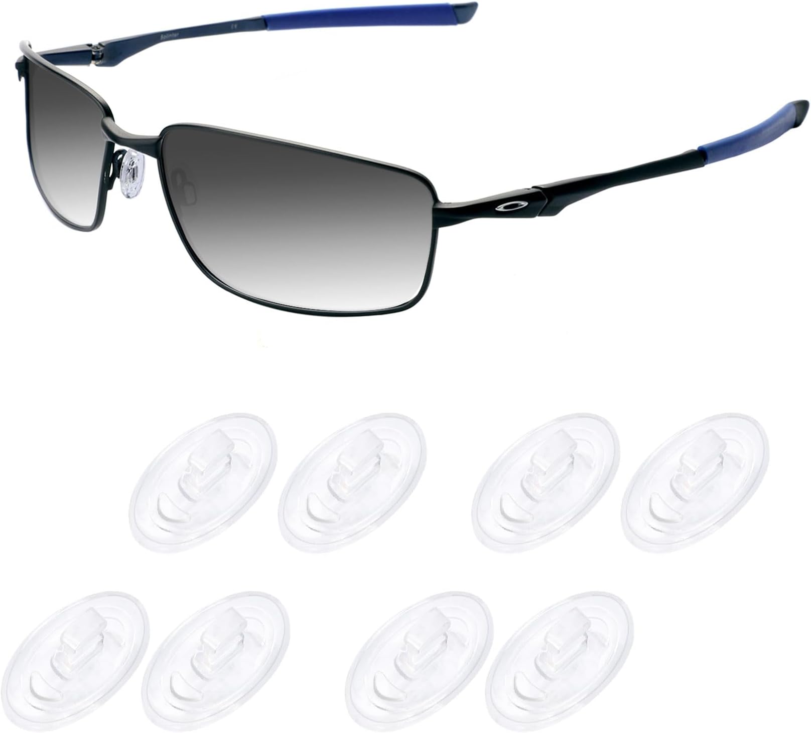 4 Pairs Upgraded Nose Pads for Oakley Whisker, WireTap, Half Wire 2.0, Crosshair 2.0, Square Wire 3.0; for Maui Jim Eyeglass Sunglass, Push-in Nose Piece Replacement, Anti-Slip, Clear