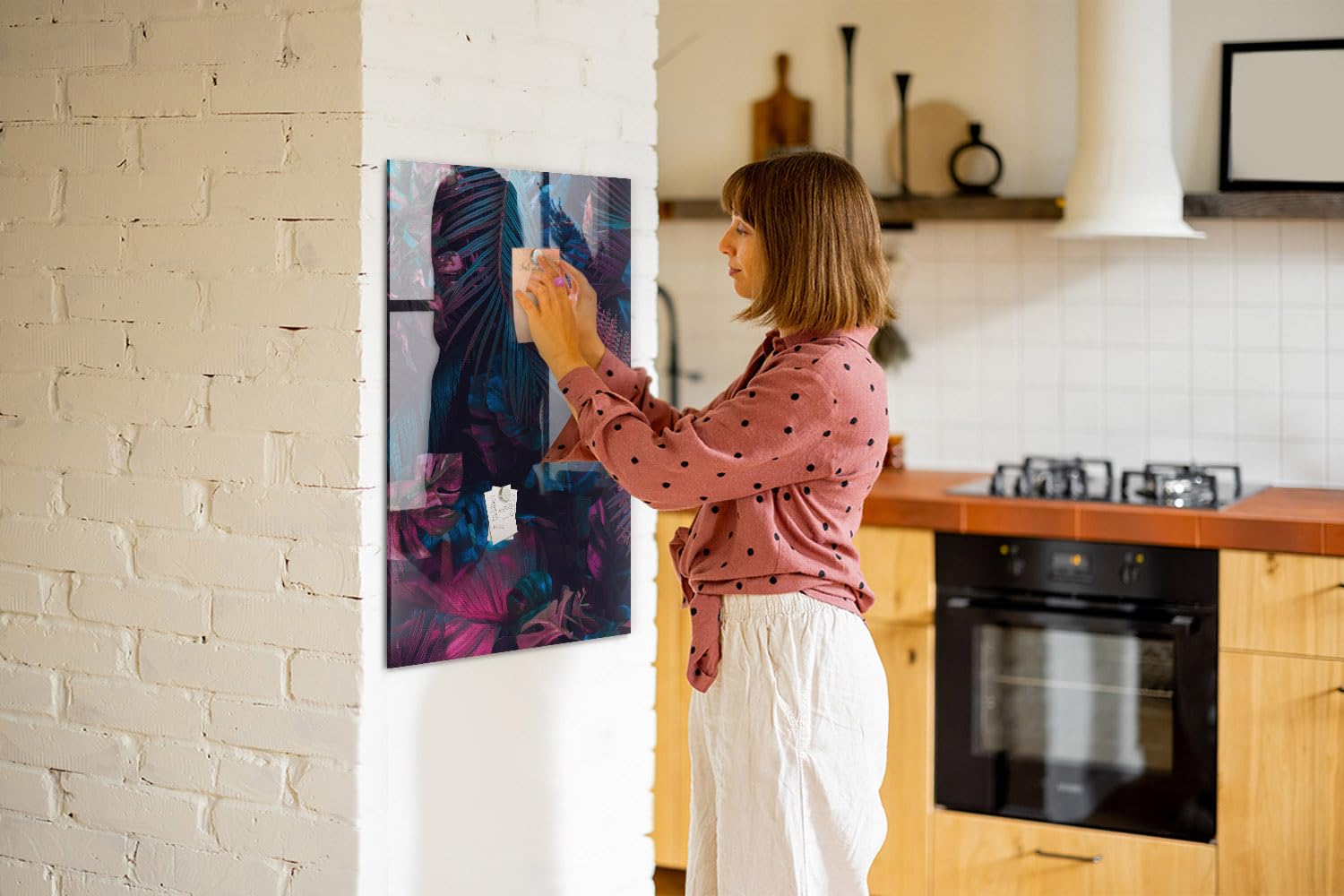 Magnettafel für Schule Gastronomie und Büro 60x90 Tropische Blätter | Pinnwand | Glas | Memo | Organizer | Planer | Sicherheitsglas | Paneel | Infoboard | Wochenplaner | Terminkalender