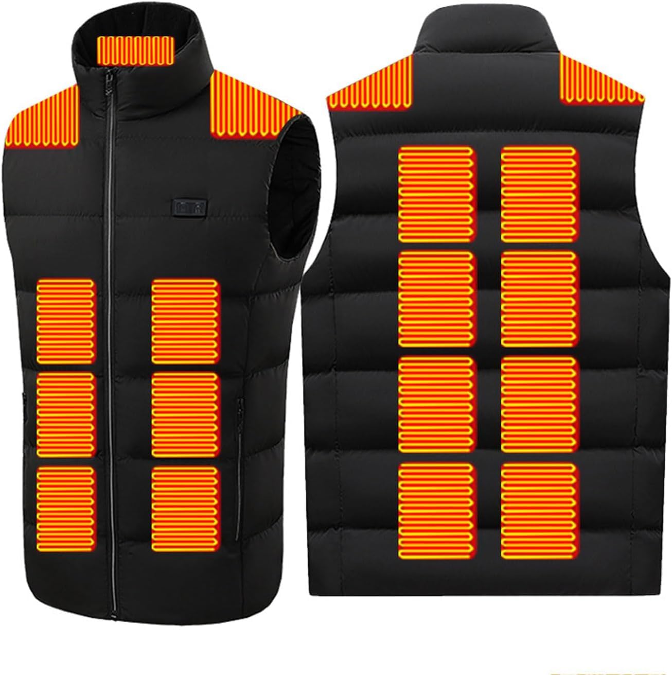 Odzież termiczna Kamizelka grzewcza, kamizelka termiczna, 15 stref, regulowana, USB, podgrzewana elektrycznie, zimowa, unisex, do użytku na zewnątrz (bez baterii)(Noir,4XL(82.5-90kg))