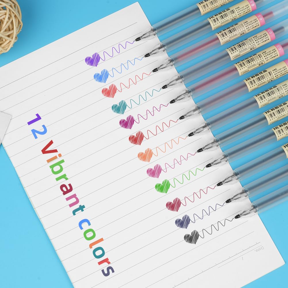 OFFCUP Gel Ink Pens, 12pcs Liquid Ink Rollerball Pen - Image 4