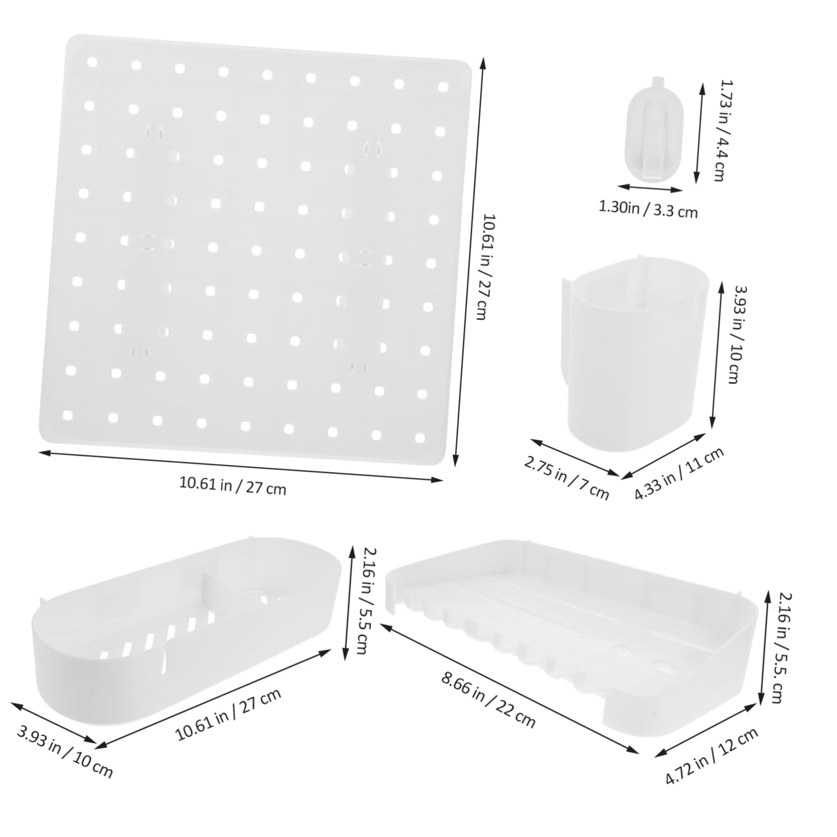 OUNONA Pegboard Wall Organizer Storage 12 Pieces Set Heavy Duty for Kitchen Garage Office