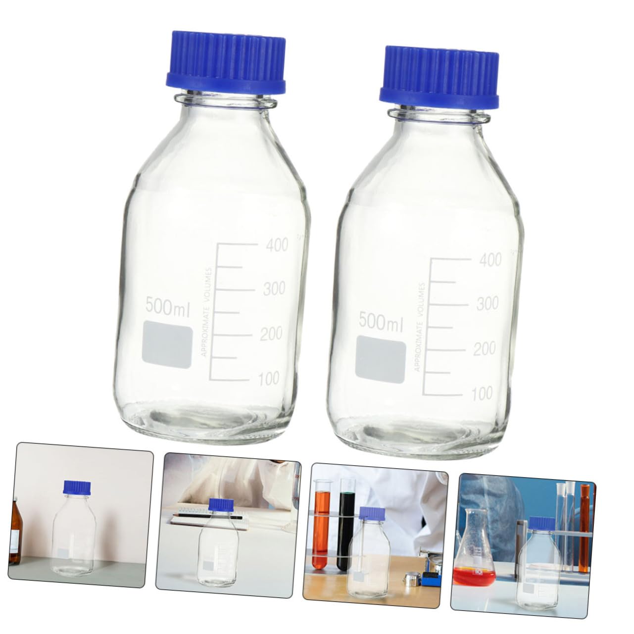 NAMOARLY Chemistry Lab Reagent Bottles 2pcs 500ml Wide Mouth Lab Bottles Sample Sealing Cap