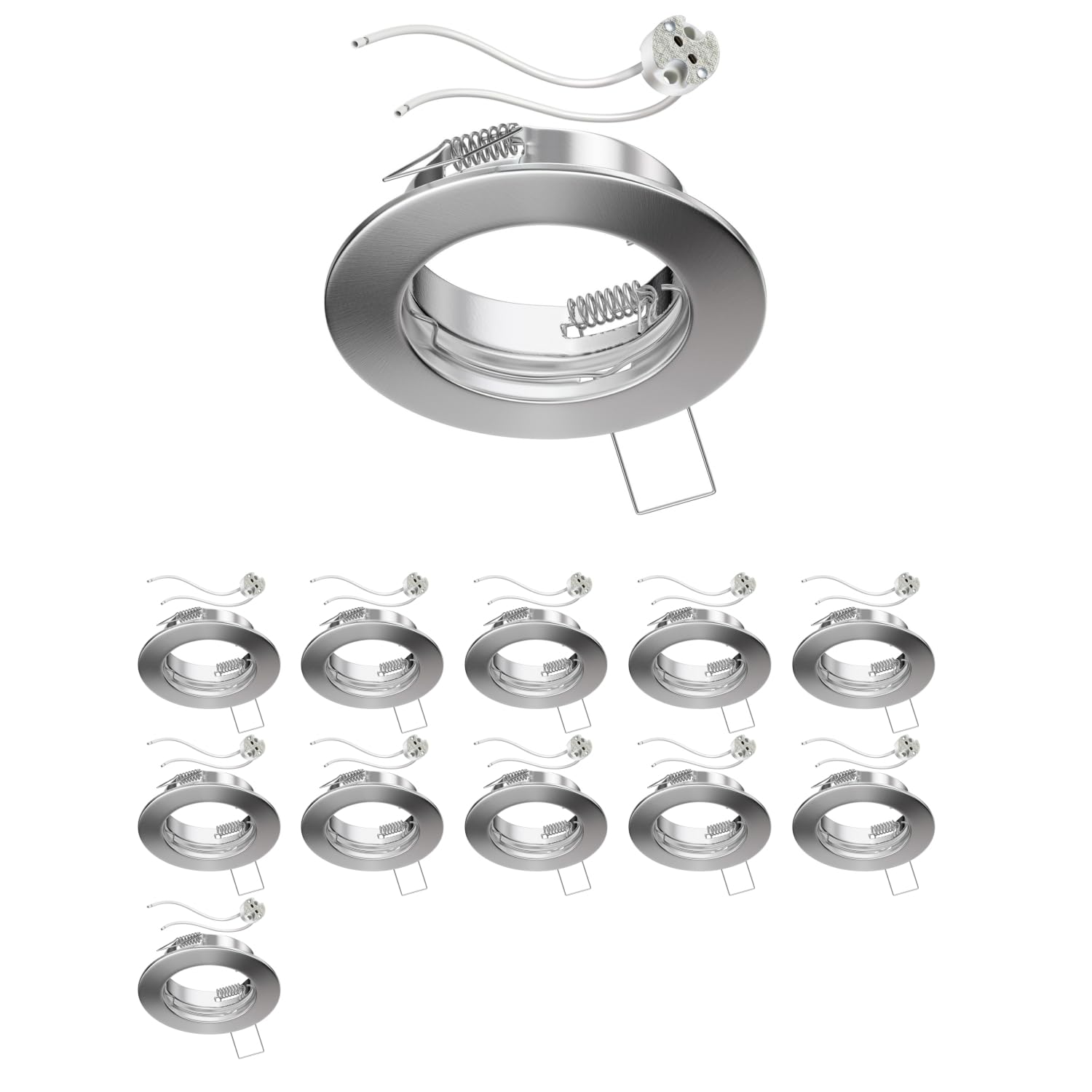ledscom.de 12 Pieces Ceiling recessed Frame Fere recessed Frame matt Chrome (LED/halogen/MR16/50mm) incl. GU5.3 Socket — image 1
