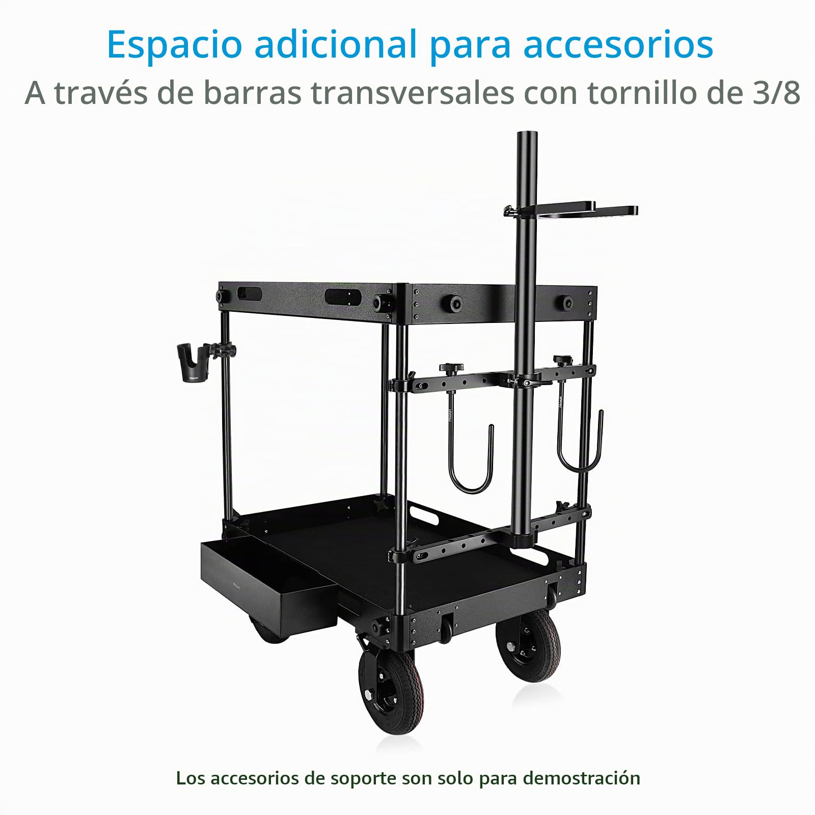 Carro de cámara de producción de Video Proaim bowado Pro de 36 Pulgadas para cineastas, productores de Video y fotógrafos (CT-BWDO-PRO-36) | Estructura de aluminio y acero con ruedas neumáticas 9" y frenos traseros; montaje sin herramientas 2-3 min, plega