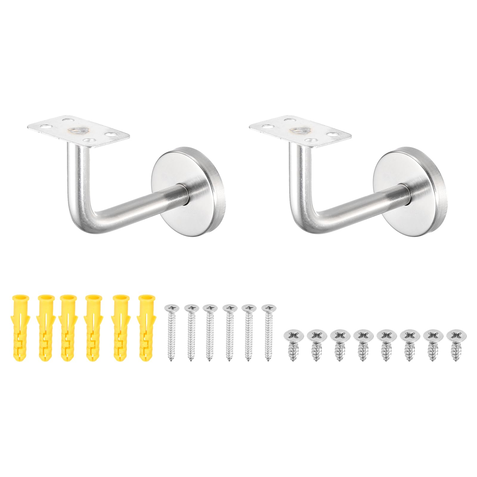 sourcing map 2 Pack Stainless Steel Handrail Bracket, Wall-Mounted Railing Support with Screws, Flat Surface Staircase Hand Railing Brackets for Home Hotel (3.1" x 2.4") โ image 1