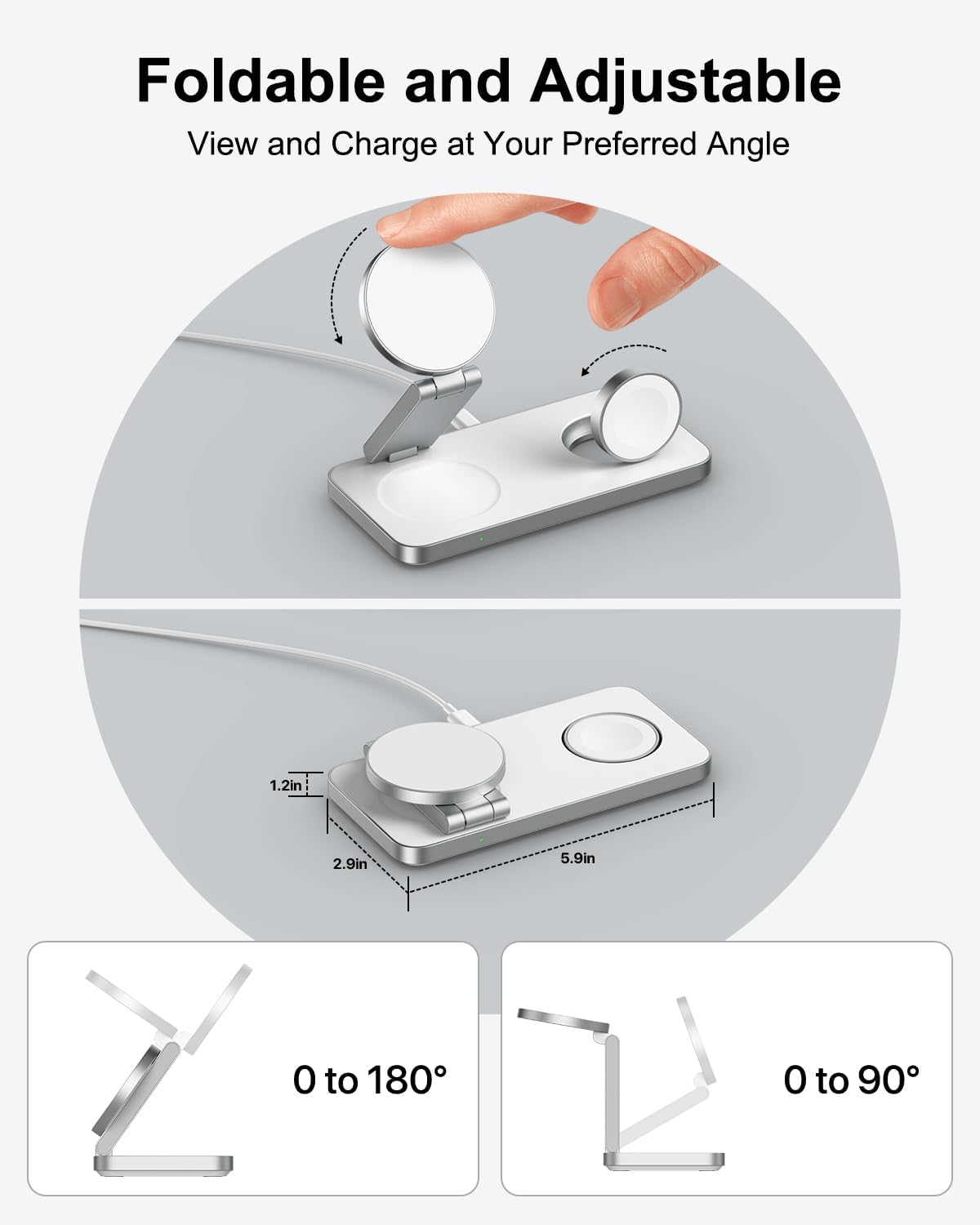 3-in-1 Charging Station for Samsung, Magnetic Fast Wireless Charger Stand Compatible with MagSafe for Galaxy S26/S25/S24/S23/Z Fold/Flip Series, Galaxy Watch Ultra/8/7/6/5, Galaxy Buds Pro/4//3/2