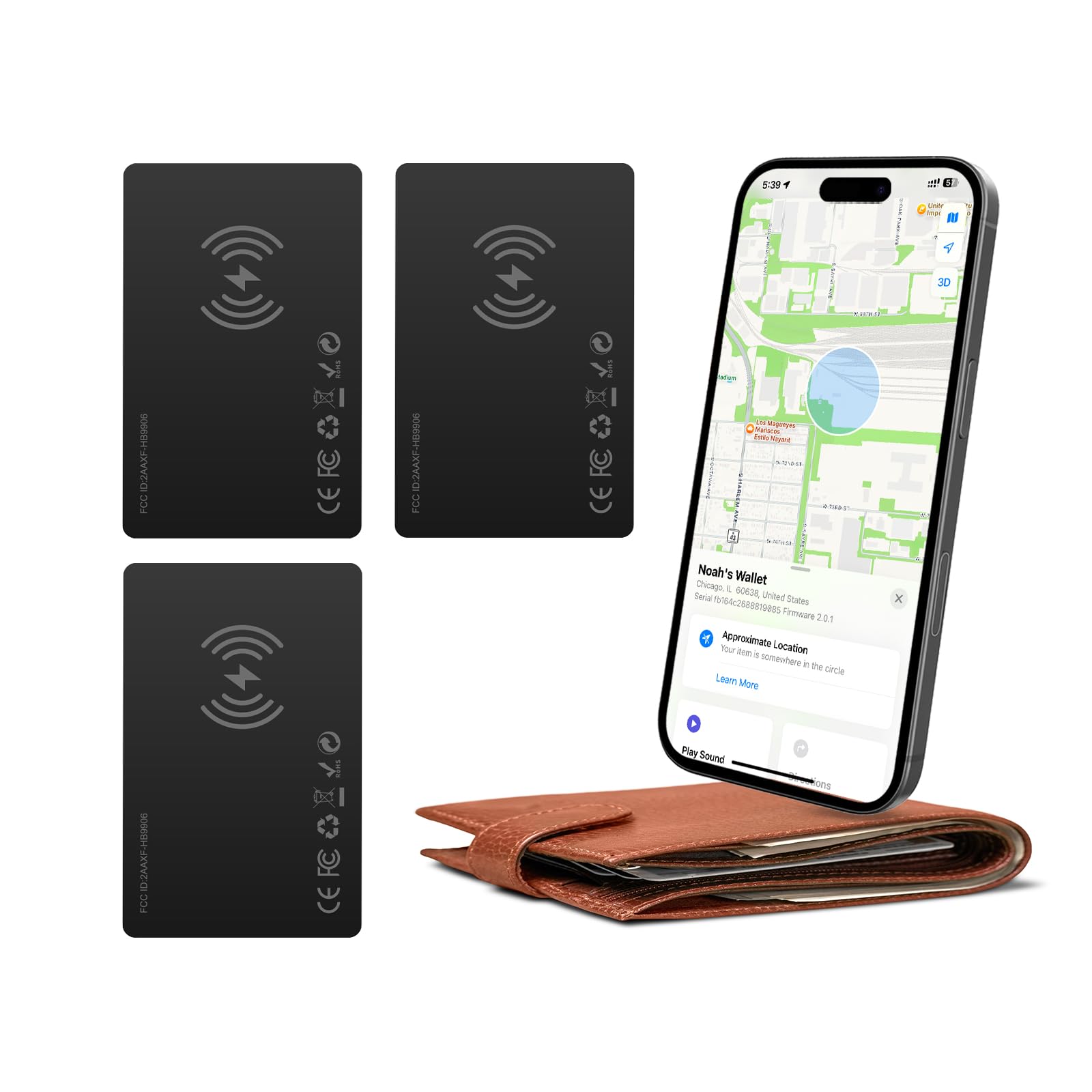 Carta per localizzatore portafoglio, 1,8 mm, sottile, ricaricabile, smart tracker, etichette per ricerca oggetti, funziona con Apple Find My, resistente all'acqua, localizzatore di oggetti per