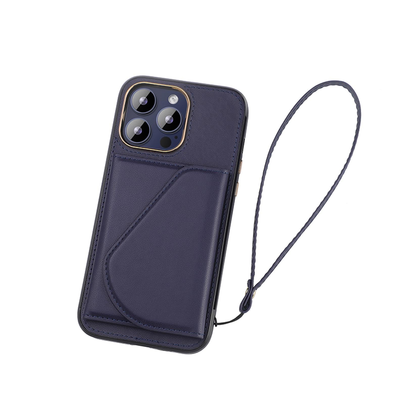 Für iPhone 15 Luxus Einfarbig Matte Brieftasche DREI Kartensteckplätze Leder Stoßfeste Handyhülle (Für iPhone 15/Lila)