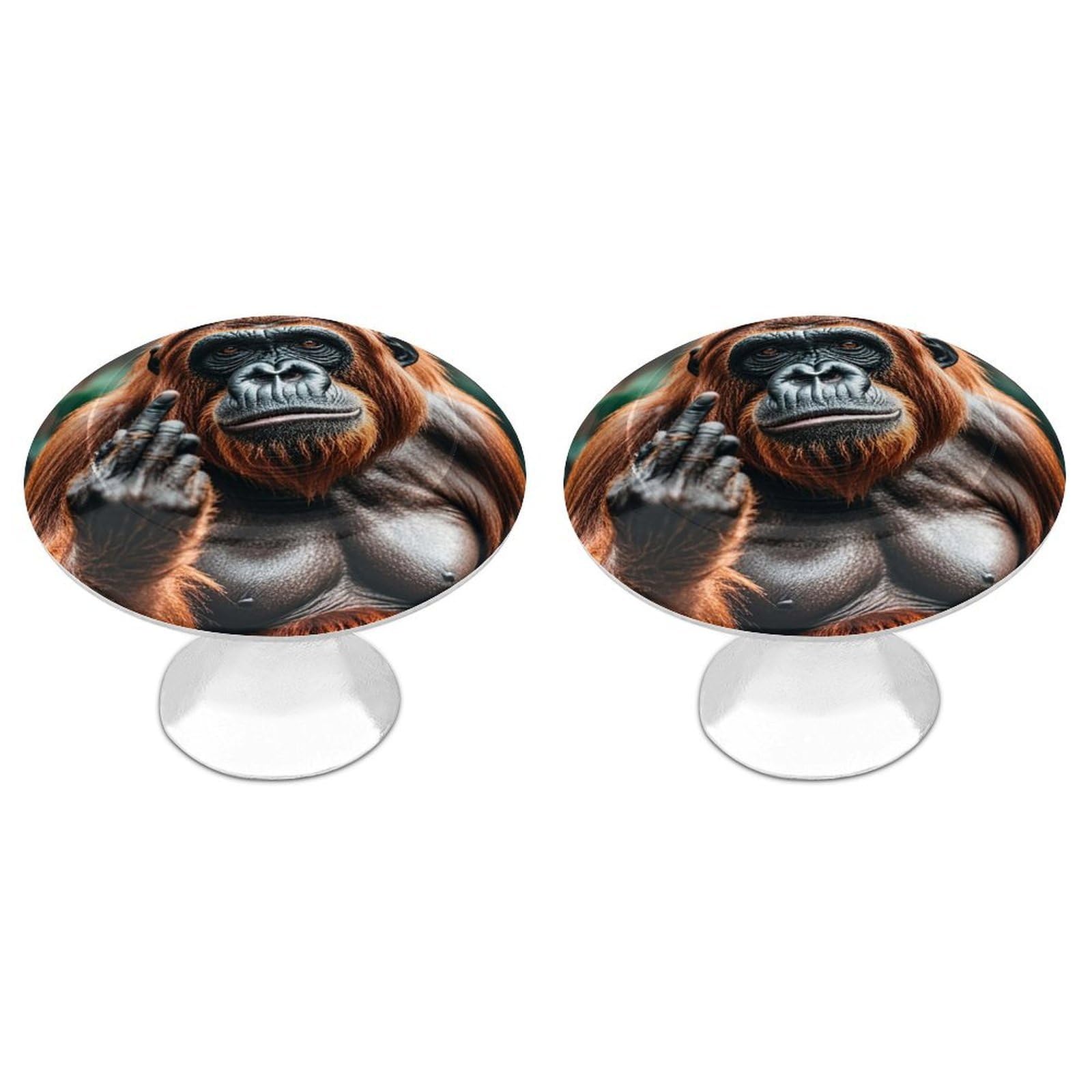 FekiLoot Gorillas Cabinet Knobs for Kitchen Ornament, Round Zinc Decorative Drawer Pulls for Cabinets Trendy, Dresser Drawers Pulls Bathroom Dresser Knob with Screw