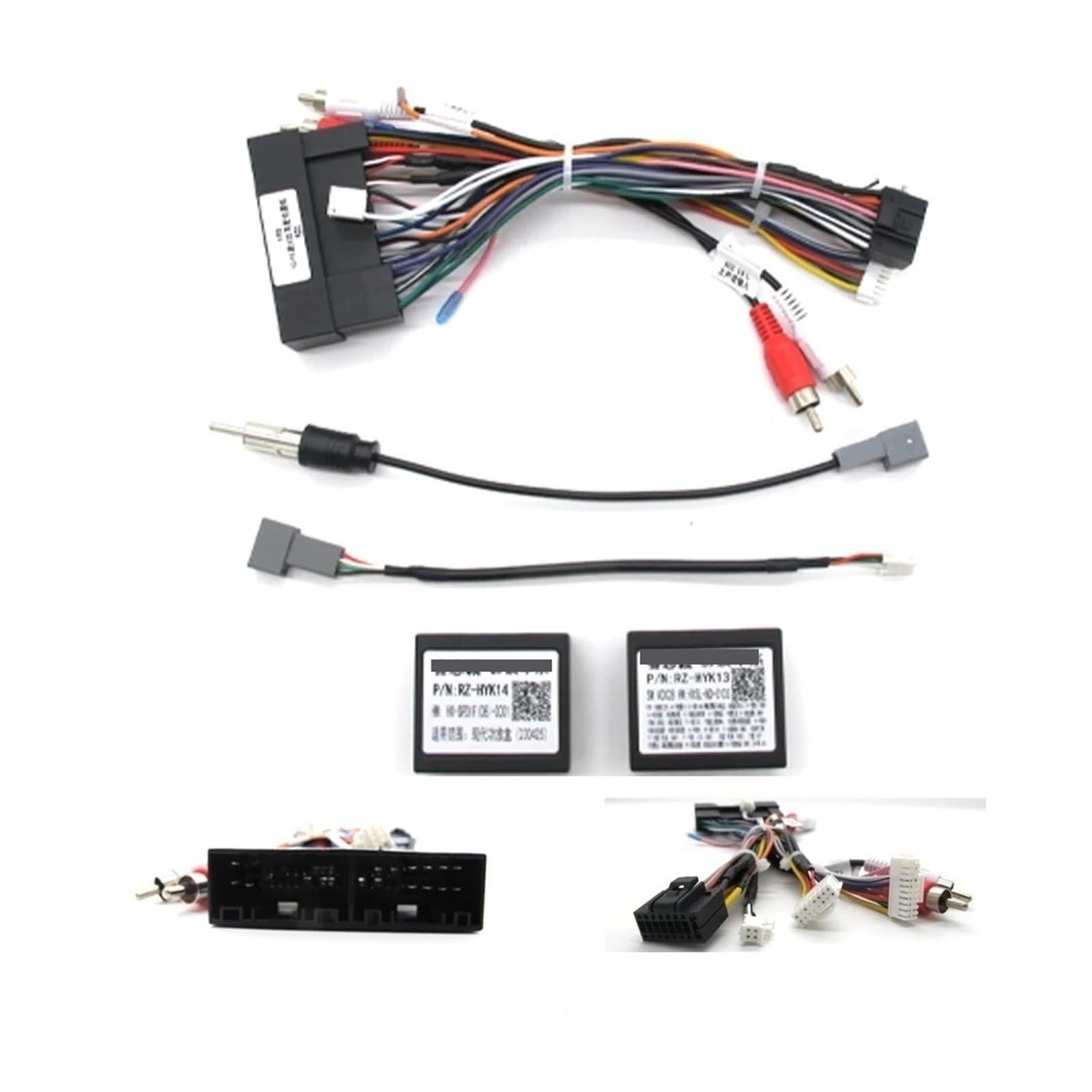 Compatibile con Hyundai IX35 Sonata 8 Santafe Kia K3 Cablaggio Car Audio 16PIN Lettore DVD Adattatore di alimentazione Calbe con 2 scatole(With amplifier)