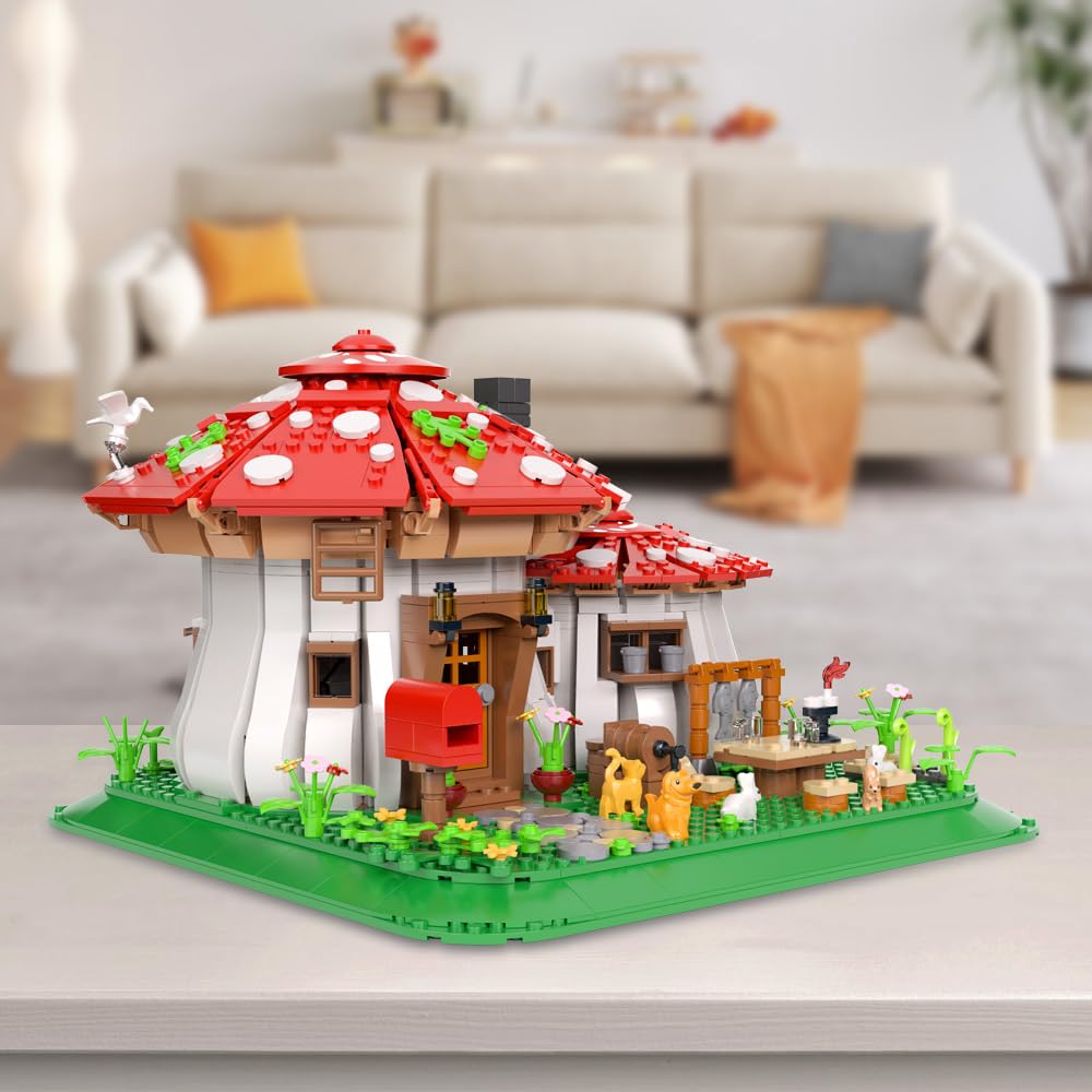 Mushroom House Building Blocks Set - Unique Design Creative Building Toy for Adults and Teens Mini Brick 1621pcs