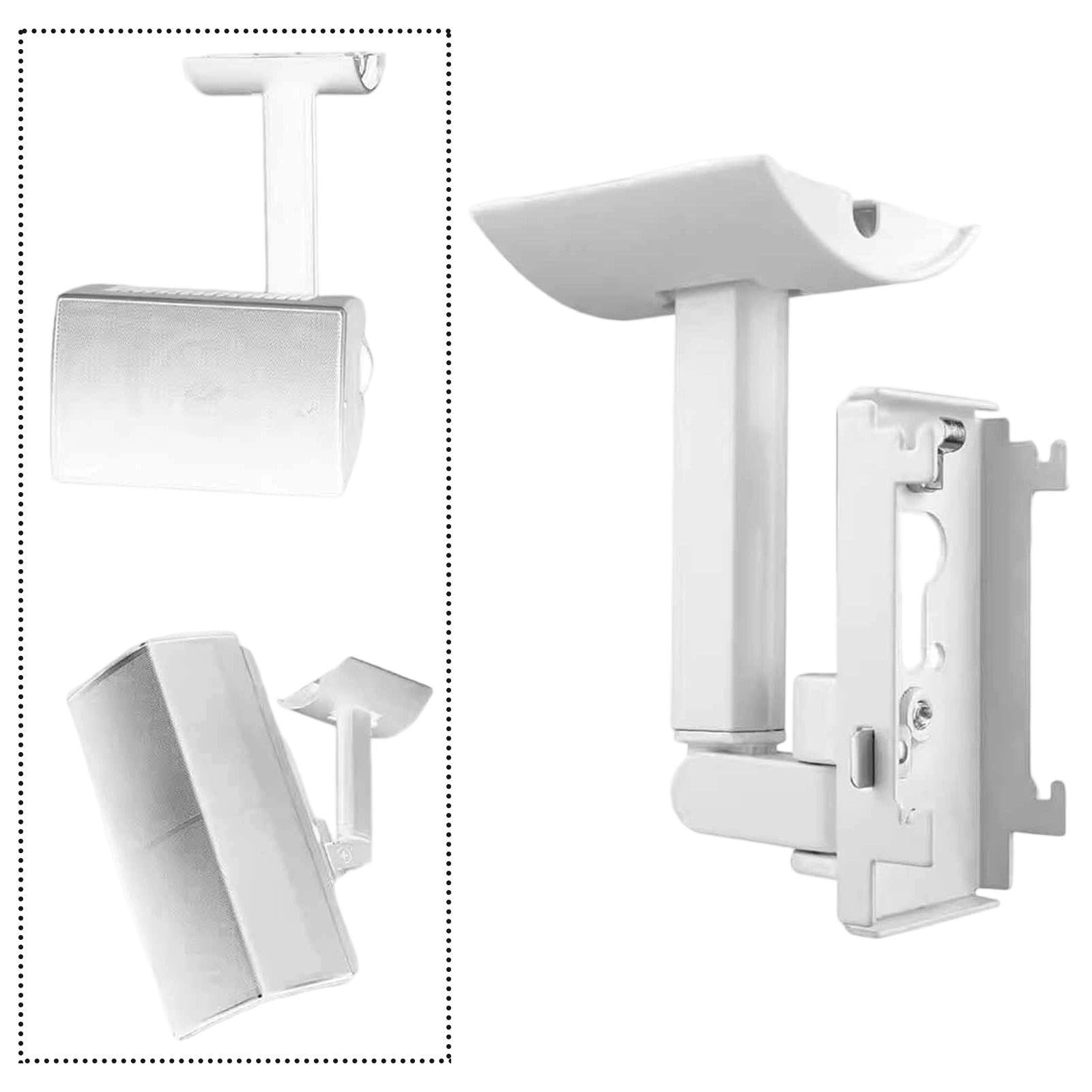 Soporte de Techo para Altavoz, Soporte de Pared para Altavoz, Soporte de Metal Simple Y Resistente, Fácil Montaje para Altavoces de Sonido Envolvente, Blanco