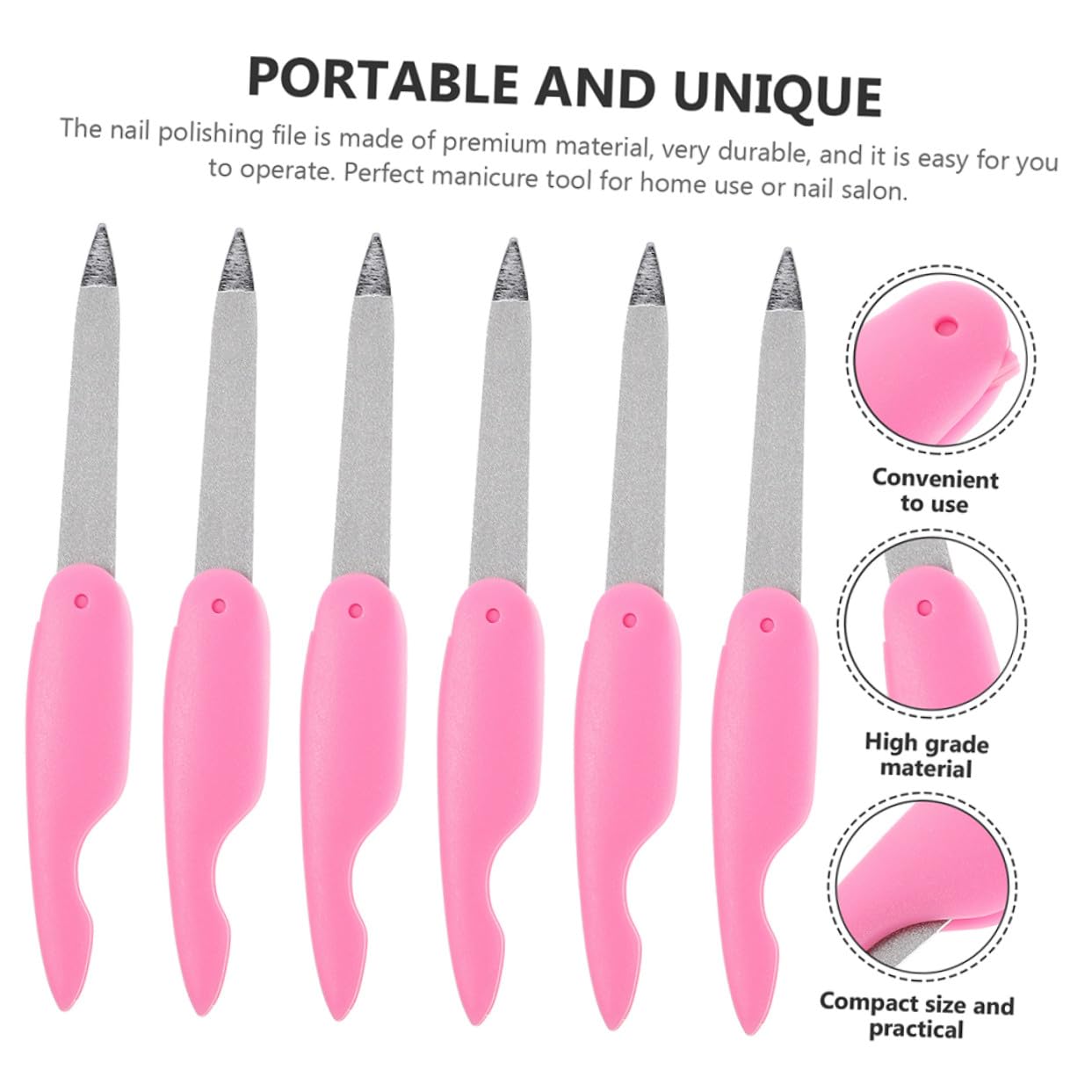 Set 8 Lime Unghie Pieghevoli Rosa Abs Metallo per Manicure | Uso Salone e Casa, Levigatura e Rifinitura Superfici, Formato Mini Facile da Usare