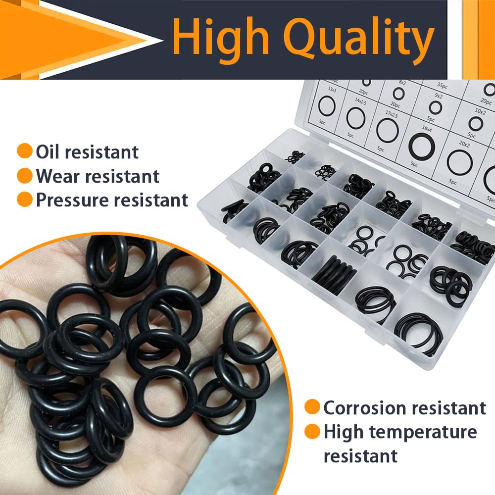 O Ring Guarnizioni Assortimento Di Guarnizioni Per Rondelle In Gomma Verde Da 270 Pezzi 20 Misure Kit Di Classificazione Per Anelli Di Tenuta O Per Rubinetti Idraulici Per Raccordi Aria O Gas - 9