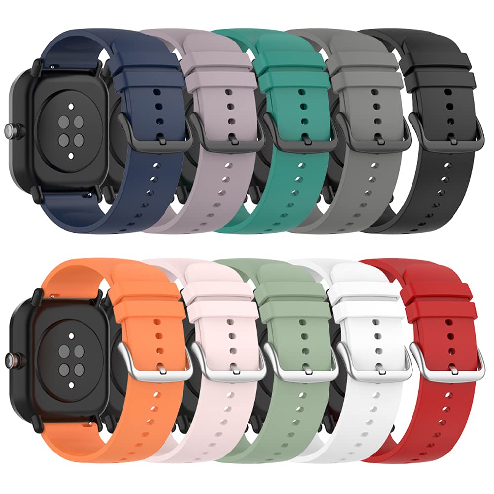 Compatible for Amazfit GTS/GTS 2/GTS 2 Mini/GTS 3/GTS 4/GTS 4 Mini/GTS 2e/GTR 42mm, 20mm Width Silicone Wristband Replacement Quick Release WatchBand Strap for Amazfit Bip/Bip Lite/Bip S/Bip S