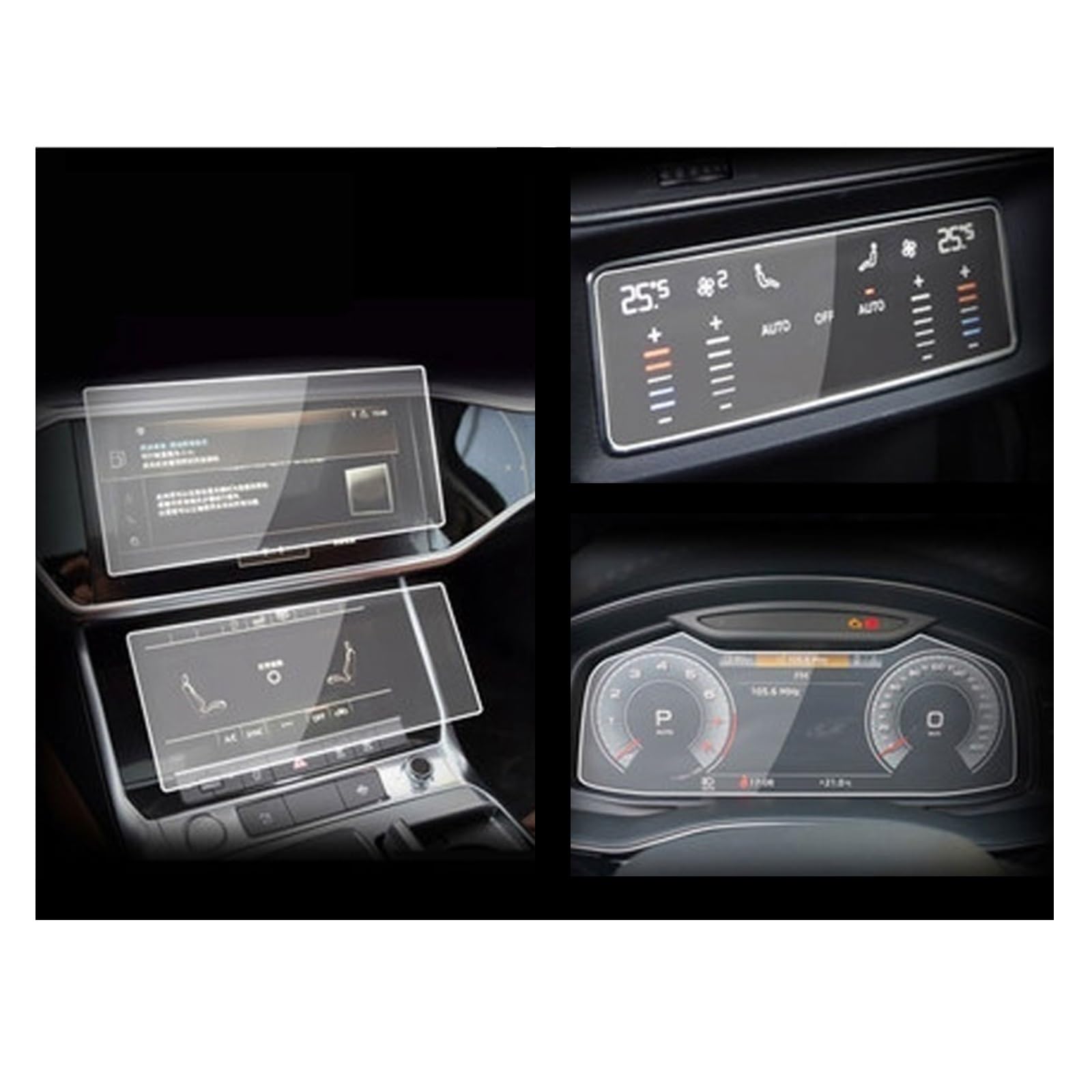 Film de Protection d'écran en Verre trempé pour système de Navigation GPS de Voiture Audi A6 A7 2019-2020 (Instrumentation).