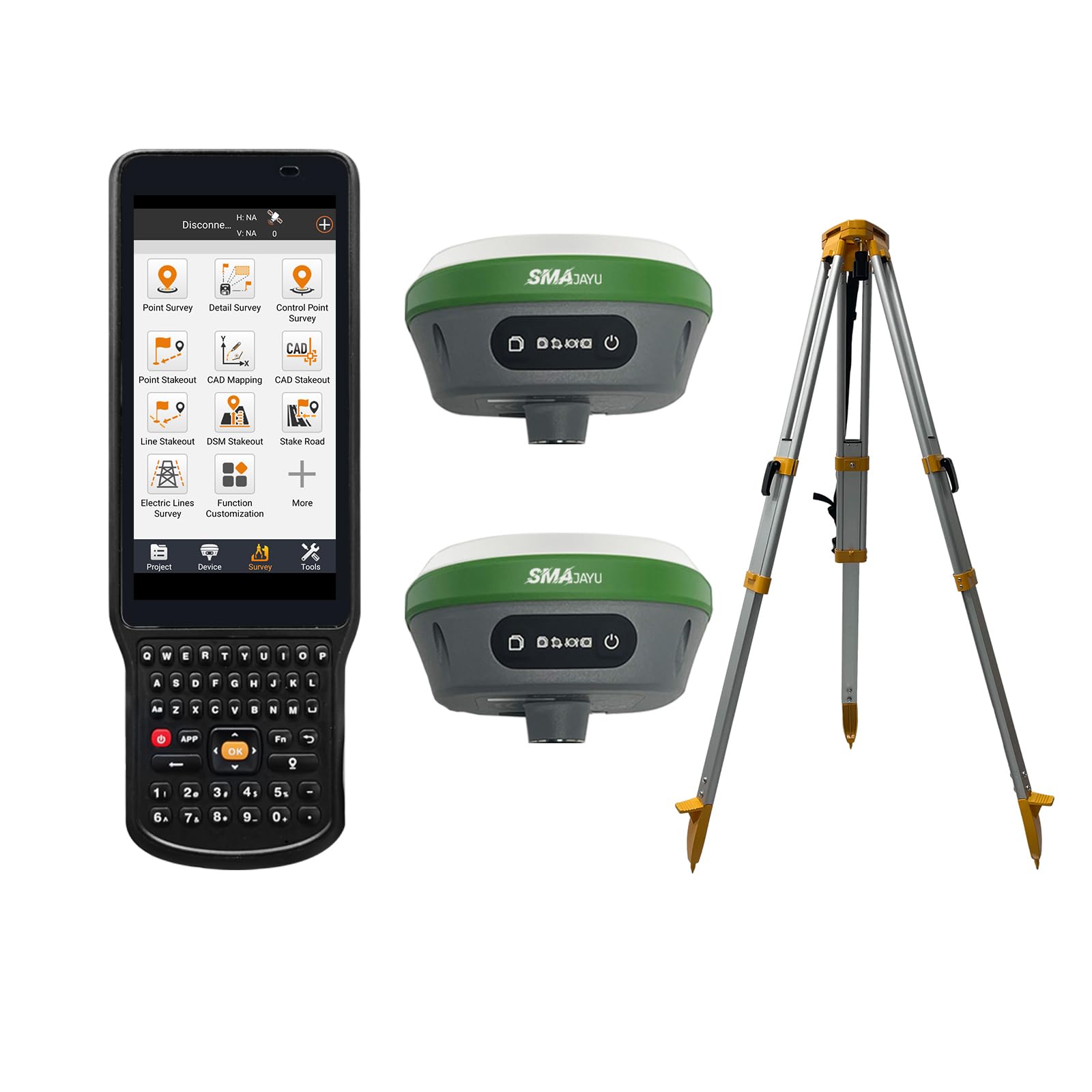 SMAJAYU RTK GPS Surveying EQUIPEMNT IMU Tilt Survey, Centimeter Accuracy,Kilo Meter Range Between Rover and Mobile Base Station 20hours Endurance NOAA certificated (Included Tripod)