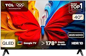 Smart TV TCL 40 Polegadas Full HD QLED S5K WiFi Bluetooth Google TV 2 HDMI HDR10 Dolby Audio 40S5K