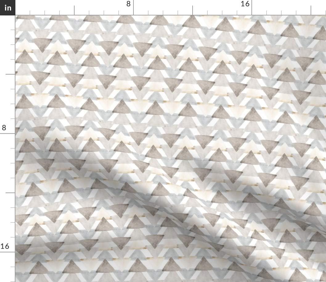 Spoonflower Fabric - Neutral Watercolor Triangle Small Gray Tan Taupe Triangles Printed on Petal Signature Cotton Fabric by The Yard - Sewing Quilting Apparel Crafts Decor