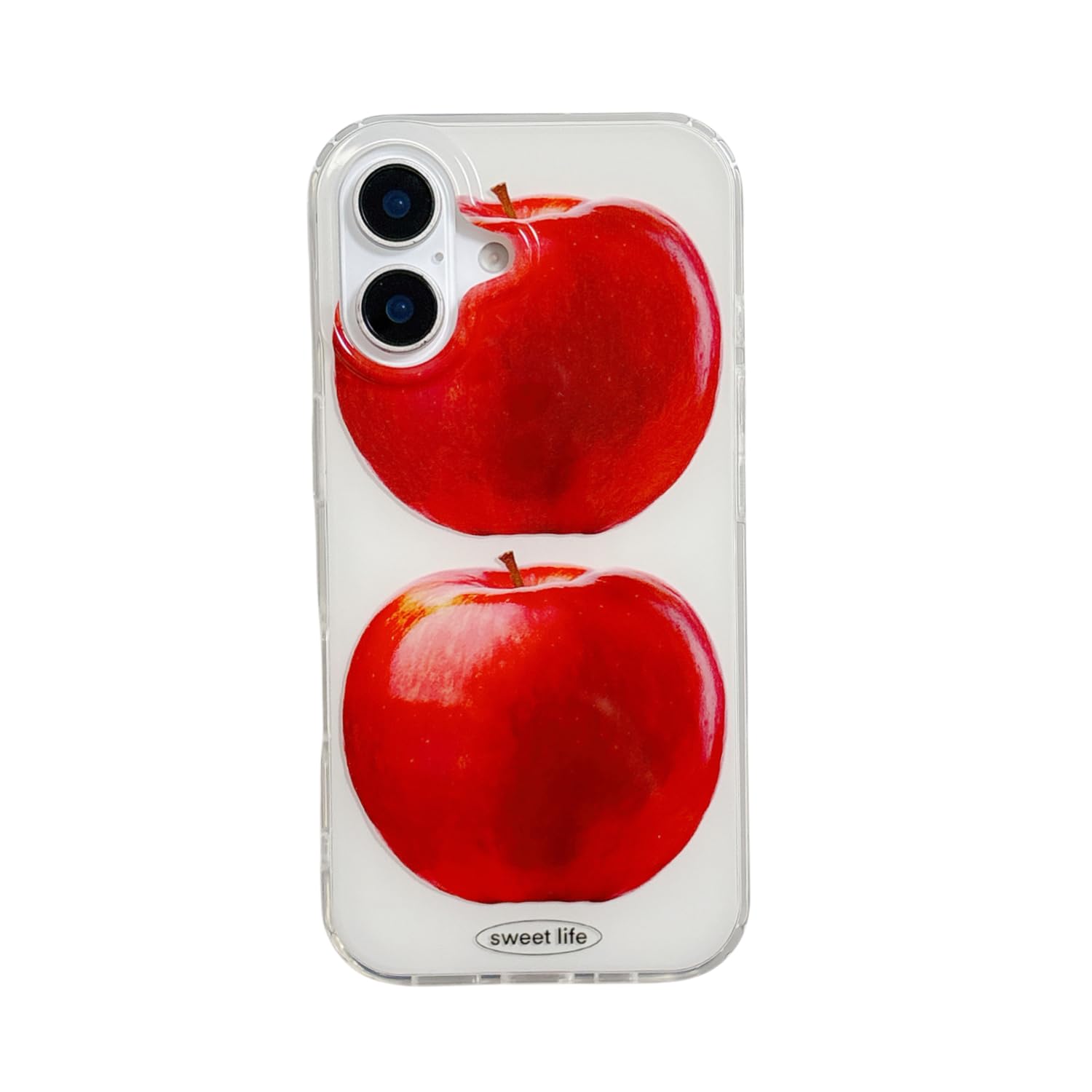 ZUDIISO for iPhone 15 Case，Sweet Life Clear Cute iPhone Case with Red Apple's Design, Slim Shockproof Phone Cover for Women Girls ，Creative，Minimalist