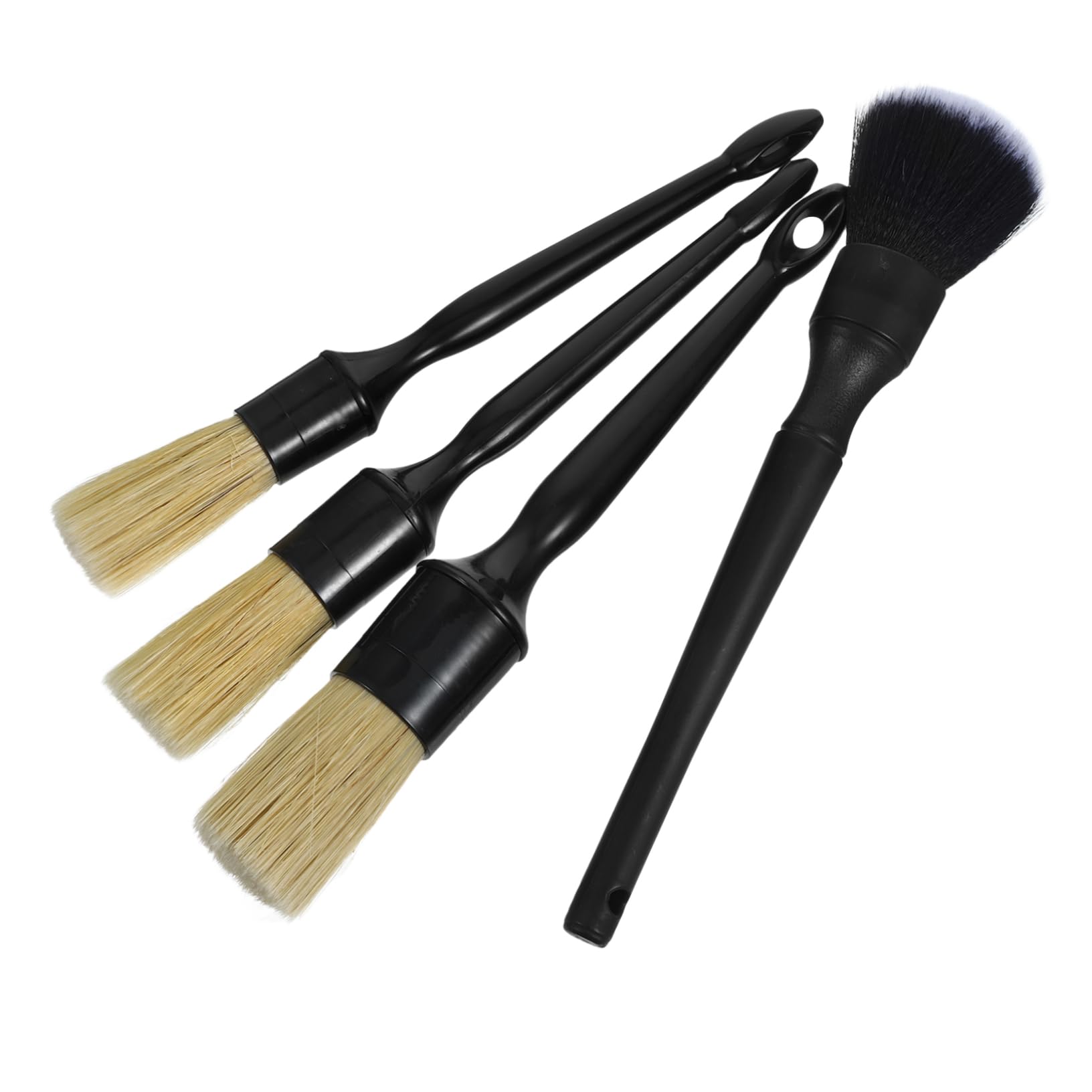 TOPPERFUN Ergonomic Handle Boar Hair Auto Detailing Brush Set 1 Set Car Detailing Supplies for Interior Car Cleaning