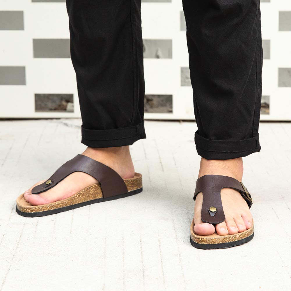 Hitmars Ciabatte Uomo Sandali Estate Basse Infradito da Spiaggia All'Aperto da Acqua Mare Regolabile Fibbia Punta Aperta Regolabile Nero Blu Marrone Cachi EU39-EU47