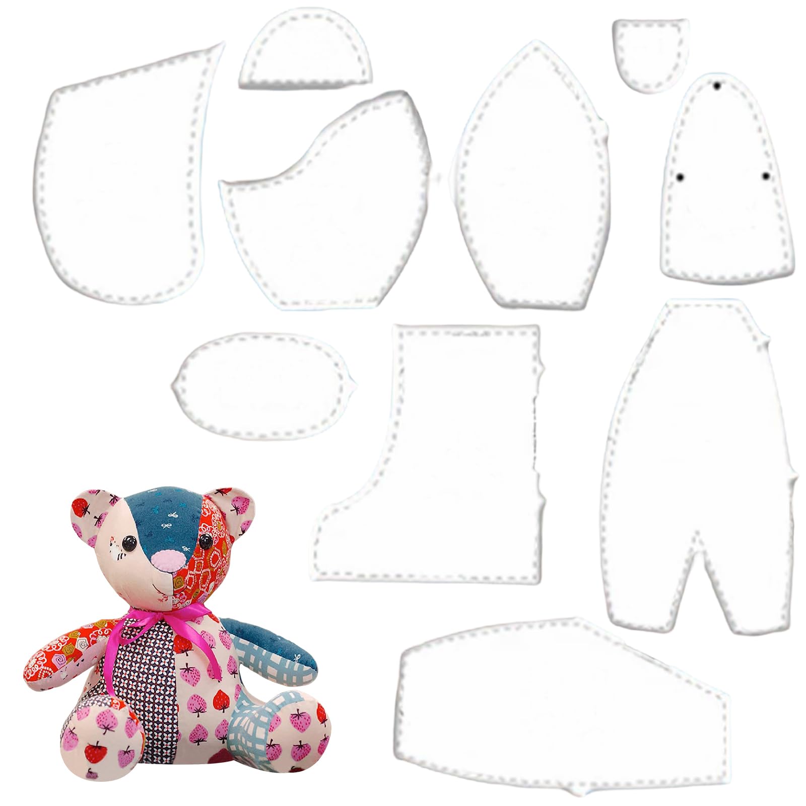 Teddy Bear Patterns Sewing,Memory Bear Template 10Pcs/Set DIY Reusable 15x13inch Memory Bear Patterns Portable Washable Memory Bear Patterns for Sewing Quilting Art Craft