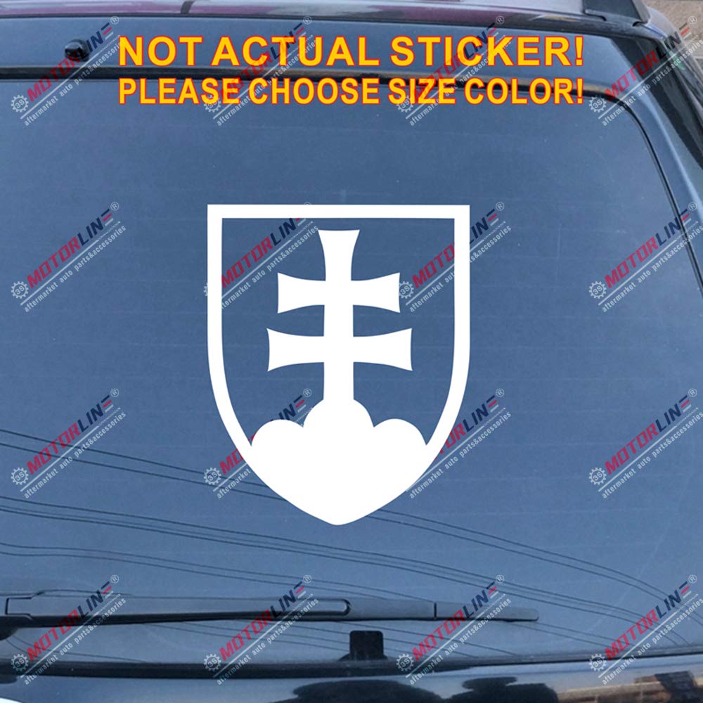 Slovak Slovakia Coat of arms Decal Sticker Slovakian Car Vinyl Pick Size (White, 12'' (30.5cm))
