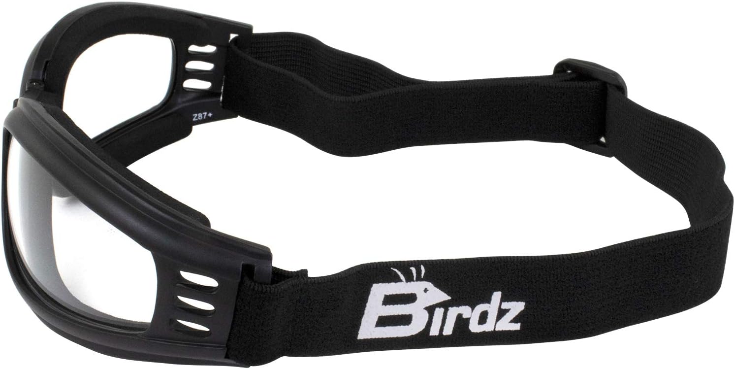 Birdz Eyewear Cardinal Women's Padded Motorcycle Goggles 3 Pairs Black Frames with Clear, Smoke & Yellow Lenses