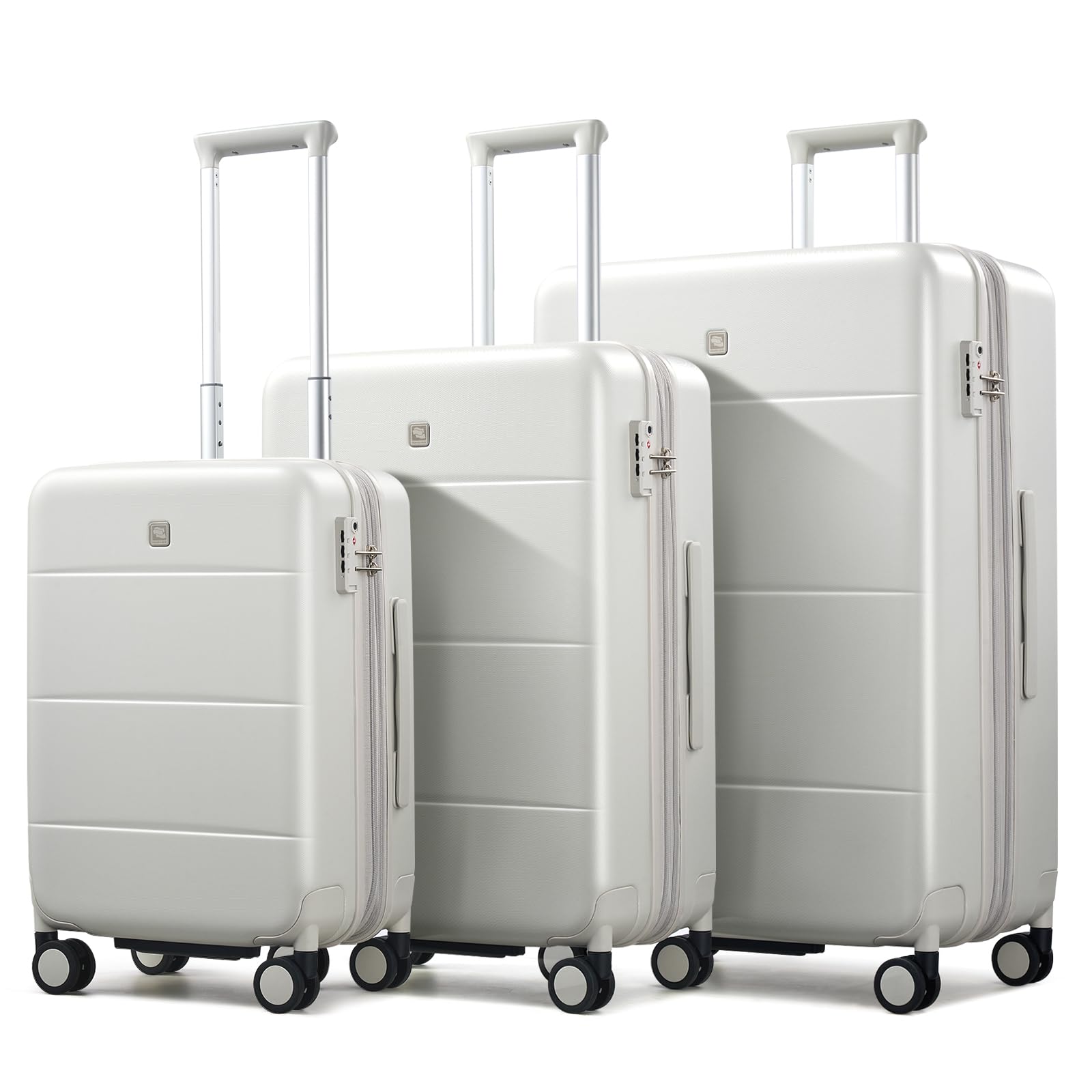 Hanke Expandable Luggage Sets 3 Piece with Spinner Wheels, 20/24/28" Hardside Carry On Luggage Large Suitcase, All-PC Hard Shell Luggage, TSA Lock, Lightweight Durable (Smoke White)
