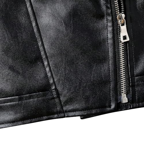 Toddler Girls Motorcycle Leather Jacket - A Piece of Zipper Black Coat Jacket - Cool Girls Outwear Tops for Kids4