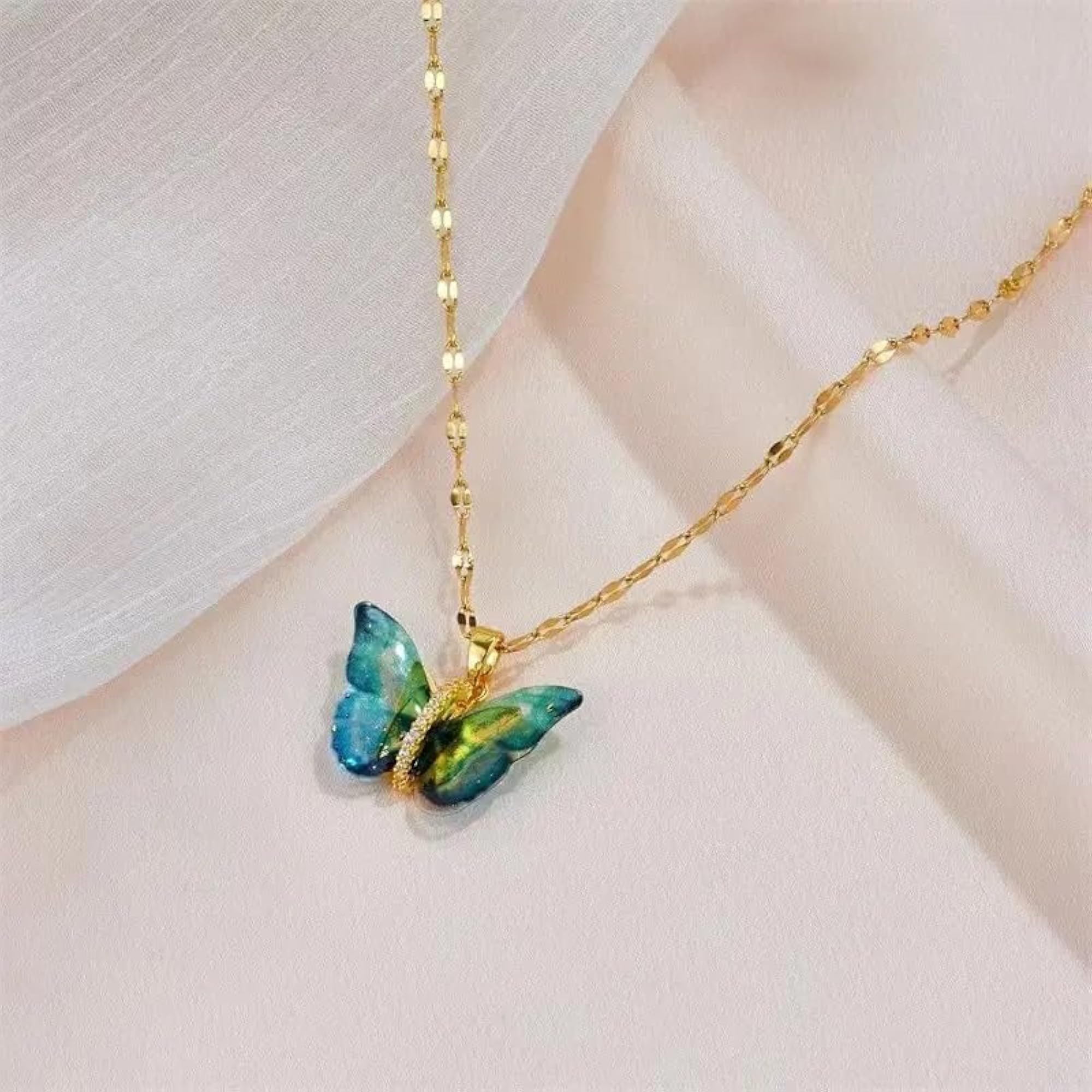 Women's Stylish Golden Butterfly Pendant Necklace