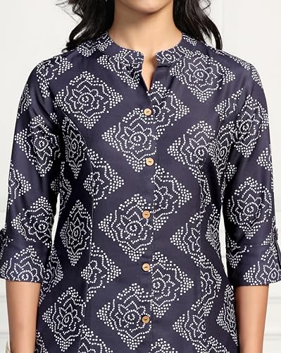 Tadkee Women Printed Kurta With Pant (Nx-Kurti-Pant-Box-112-Navy-S)