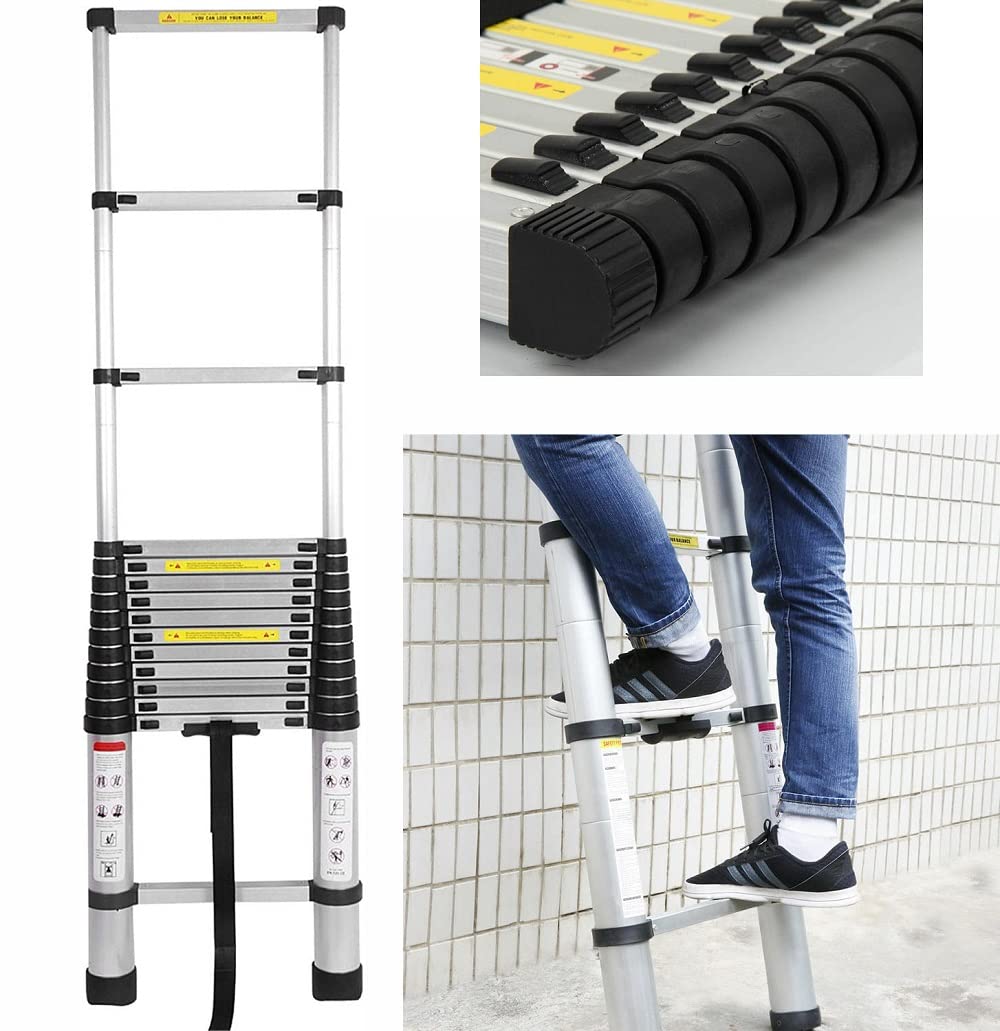 Teleskopleiter Aus Aluminium - Ausziehbar, Faltbar, Loft Ladder, Zertifiziert Nach EN131, Belastbar Bis 150 kg, 4,4 m