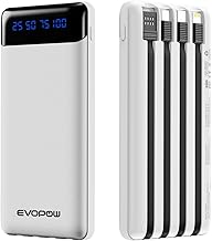 Mobile Battery, 20,000 mAh, Built-in 4 Cables, 5 Devices Simultaneously Charging, Mobile Battery, Smartphone Charger, LCD Remaining Display, Flashlight, Lightweight, Small, Large Capacity,