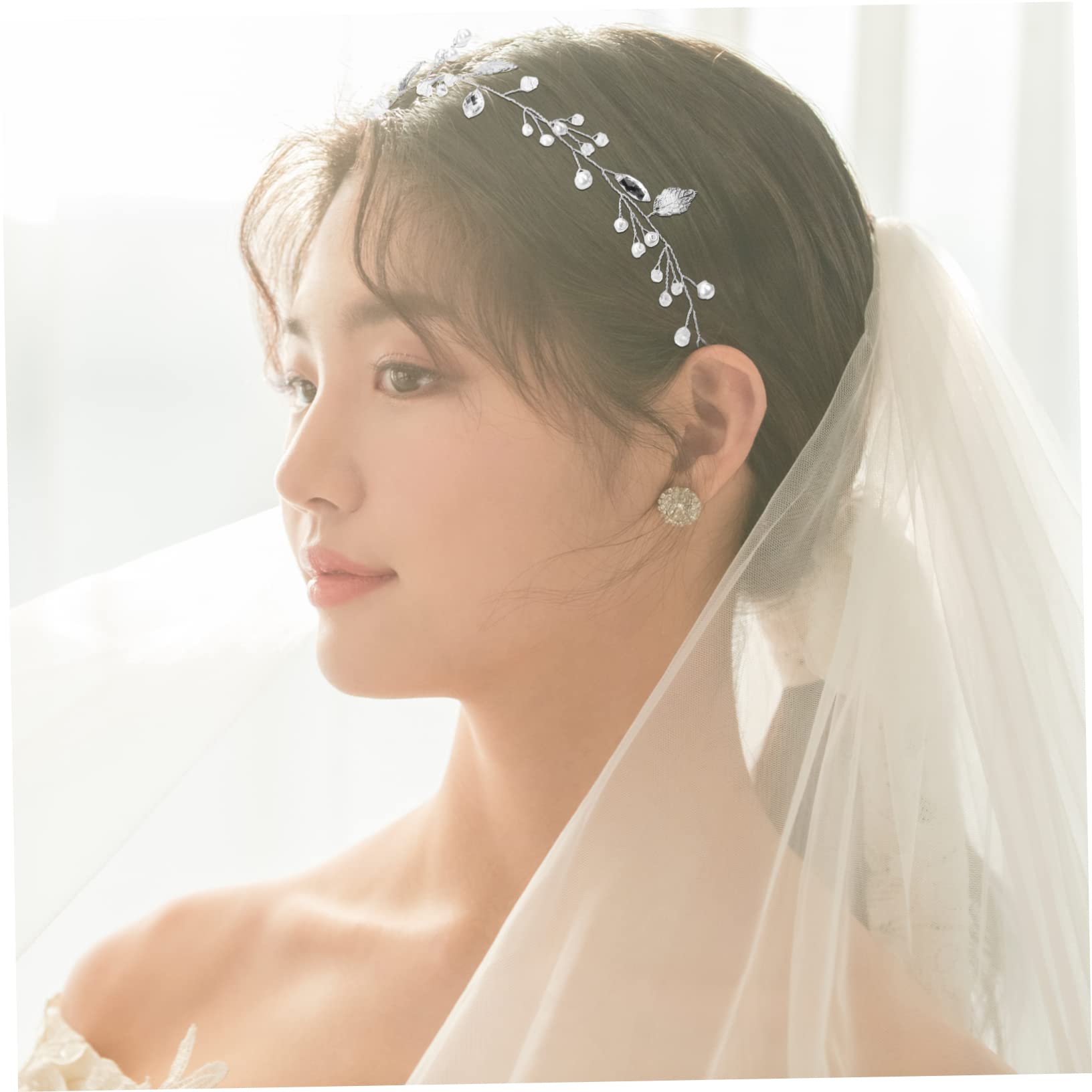 Veli per spose Fasce per Capelli da Sposa Fascia per Capelli con Strass Pezzi per Capelli per Donne Gioielli per Capelli per trecce Copricapo da Sposa Fascia per Capelli