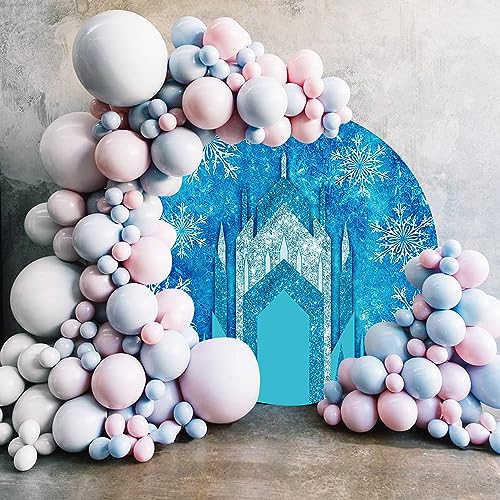 Fondo redondo Renaiss 7x7ft poliéster blanco azul miniatura 3