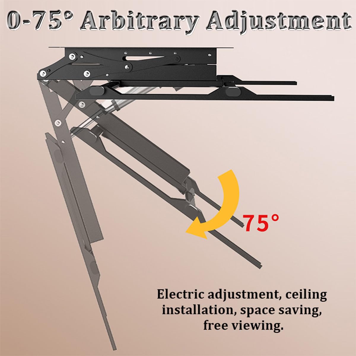 Soporte de TV motorizado con mando a distancia, ajuste de ángulo de 0-75° para montaje en techo y pared, ideal para televisores de pantalla grande