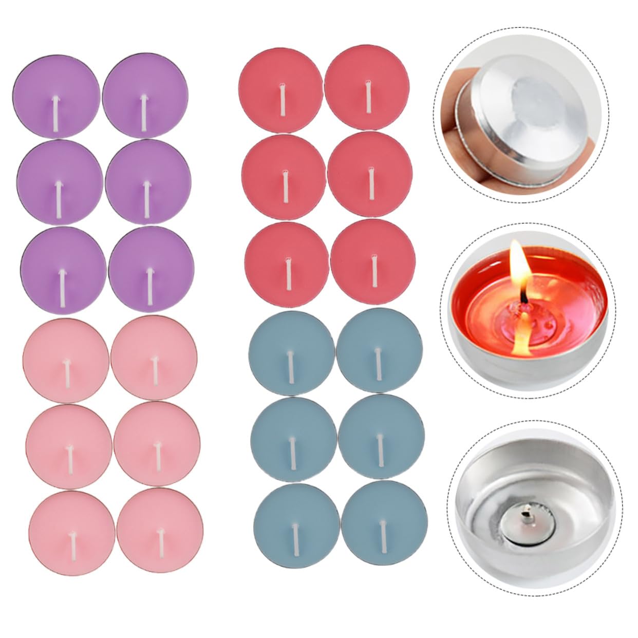 40 Velas Aromáticas de Cera sin Humo para Aromaterapia en Casa, Redondas de Aluminio, Relajación y Eliminación de Olores, Ideales para Propuestas Románticas