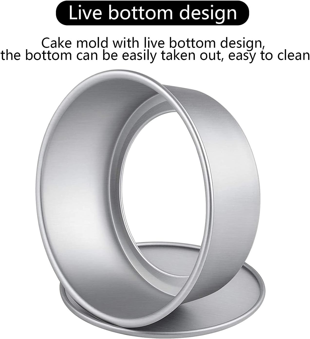 Menmamenma 4 Inch 2 Pcs Round Cake Tin Non-Stick Aluminum Bakeware Moulds Loose Base Removable Bottom for Mousse Chiffon Cakes Birthday Wedding Christmas Cake Baking Pan Dishwasher Safe - Image 3
