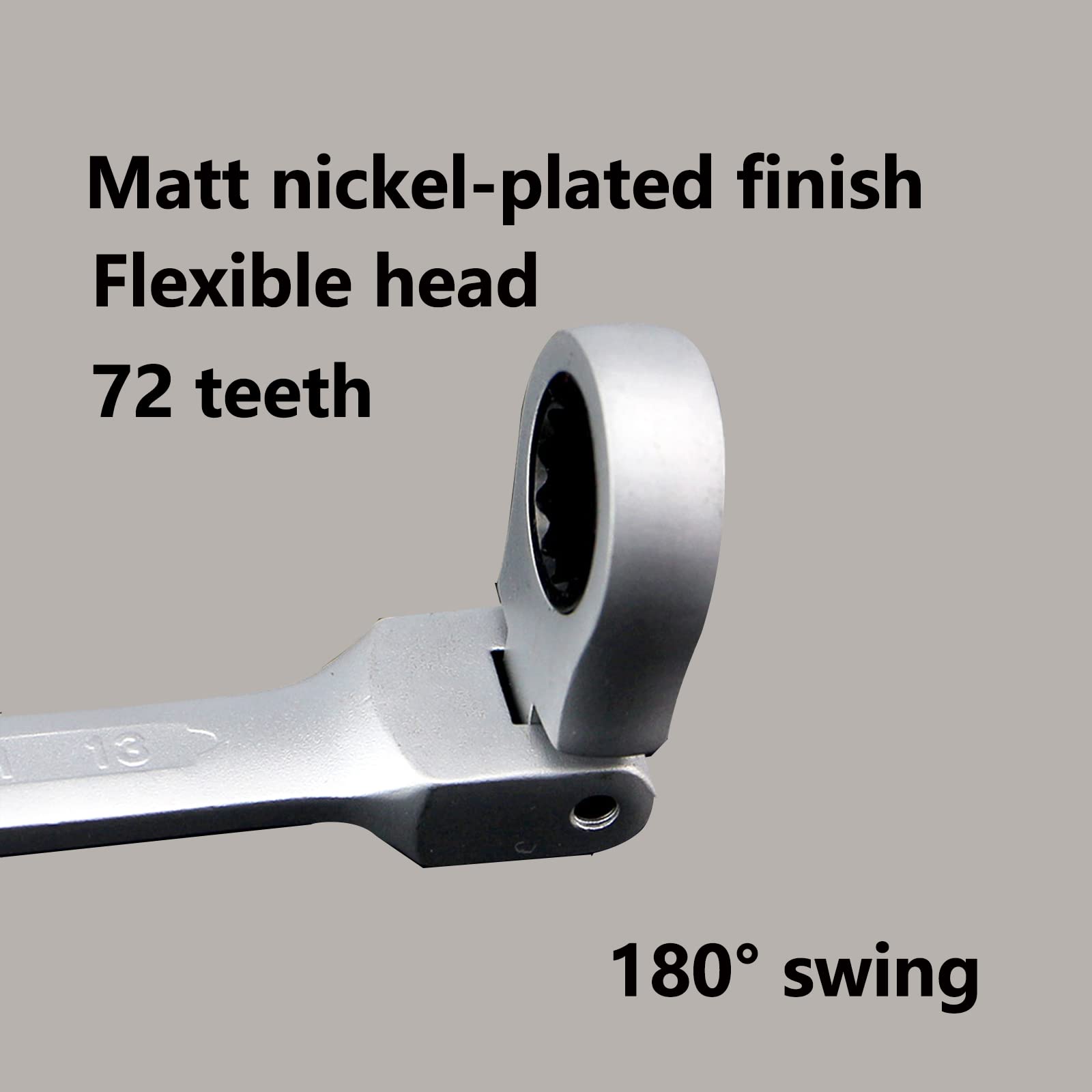 Vokenforu 17mm Ratchet Spanner, Ratcheting Combination Wrench, Hardened Chrome Vanadium Steel Open End Spanner Metric