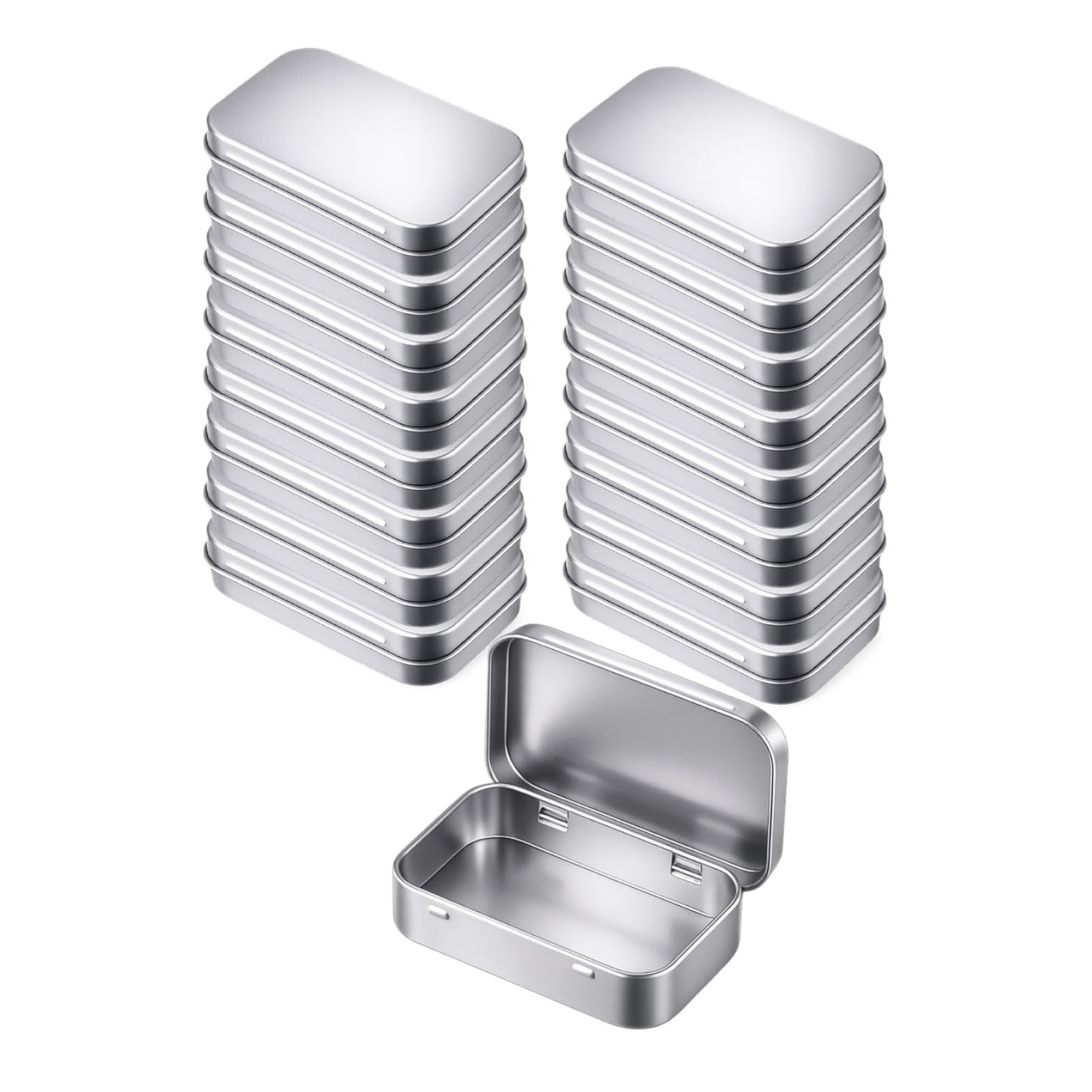 FERNVALE 16 Pcs Metal Storage Tin Box with Hinged Lid Rectangular Mini Portable Containers Durable Tinplate Case for Small Items Organizer Travel Essential for Jewelry Coins Keys & DIY Craft Supplies