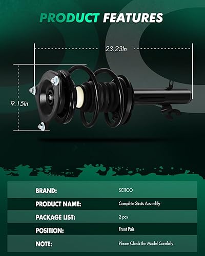 Vista 200 de SCITOO Puntales delanteros completos de resorte para Mercedes-Benz C230 08-09, para Mercedes-Benz C250 10-11, Mercedes-Benz C300 08-11
