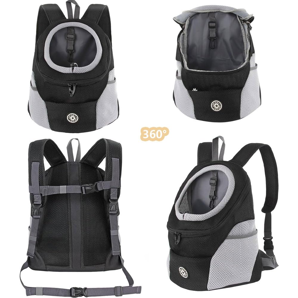 Sac a Dos Chien, Porte Chien ventral jusqu'à 7,5 kg, Sac à Dos de Transport pour Chiens, Sacs de Transport pour Chiens et Chats, Pliable, Ajustable et Respirante - avec Poche Avant