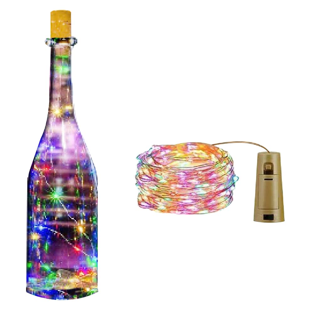 2M 20 LED Multicolored Copper Bottle String Lights Battery Operated Fairy Wine Cork Shaped Christmas Decor LED Lights (1)
