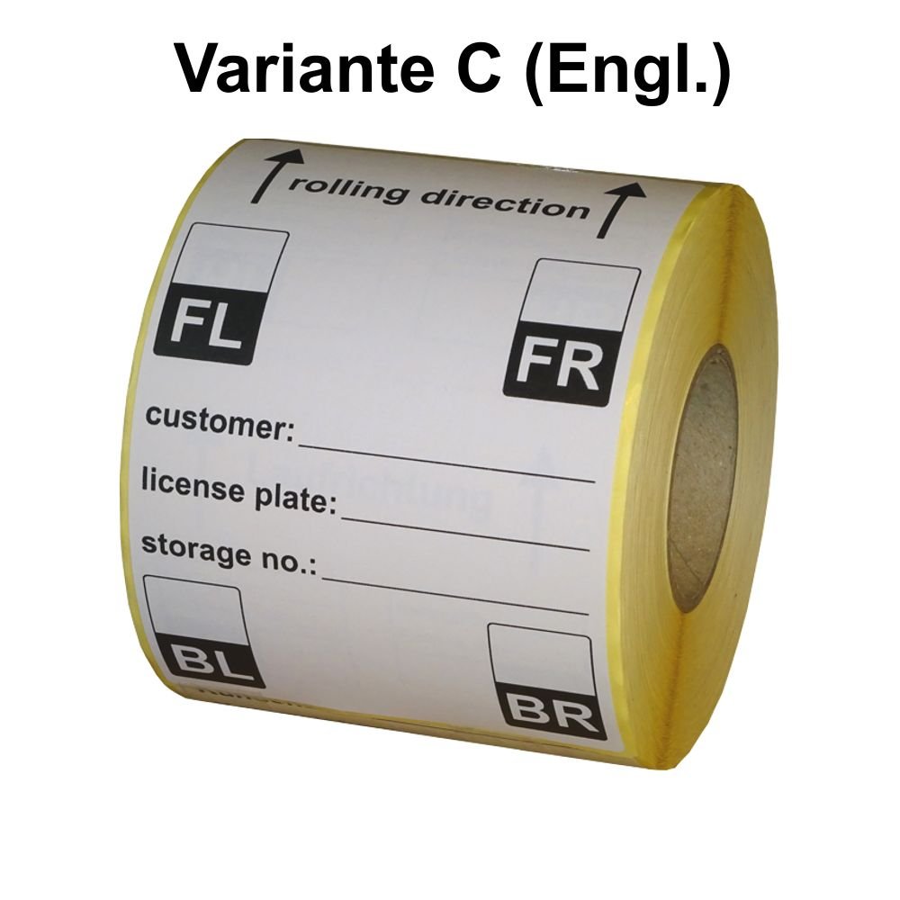 Lot de 480 étiquettes pour pneus 100 x 150 mm Variante C Anglais