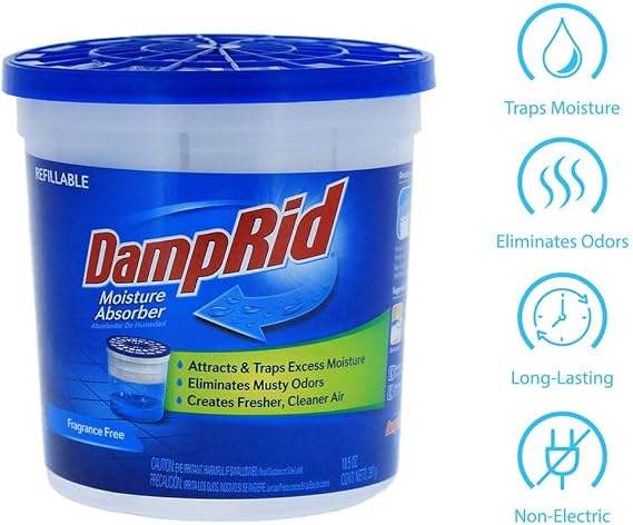 DampRid Lavender Vanilla Refillable Moisture Absorber - 10.5oz cups - 2 pack Traps Moisture for Fresher, Cleaner Air
