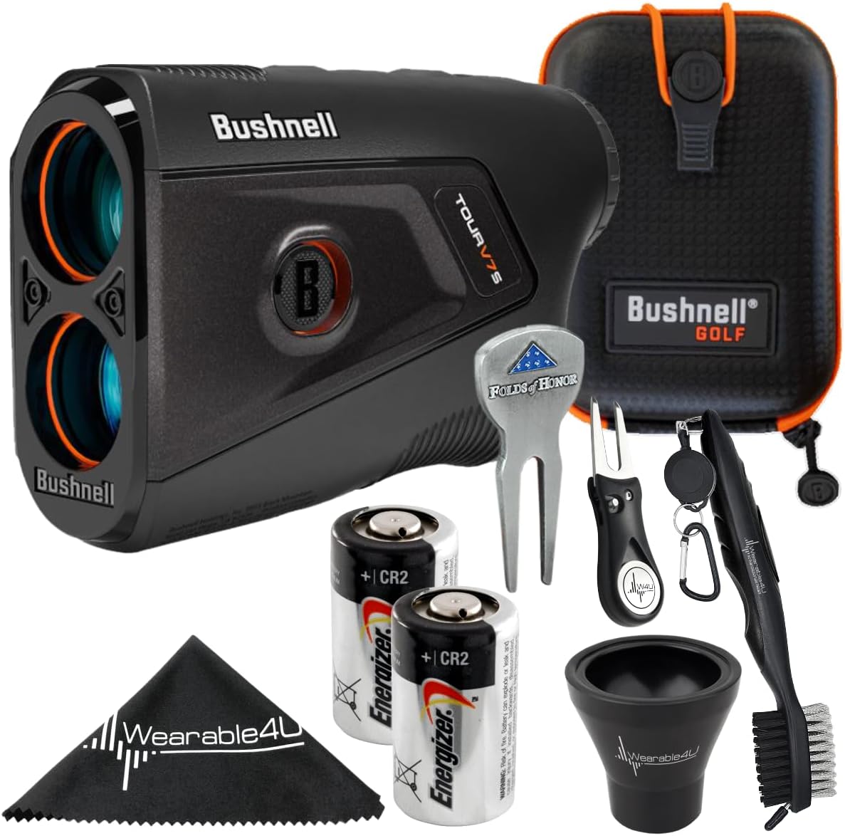 Bushnell Golf Tour V7 Shift Laser Rangefinder with Tour Trusted Slope Technology, Dual Color Display with Wearable4U Bundle